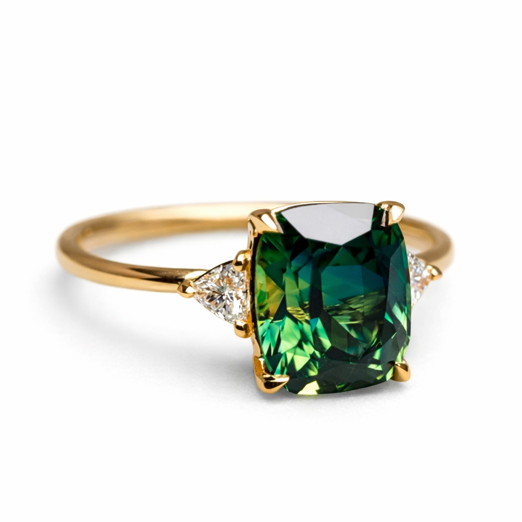 Chance - Bague en zircon vert en or