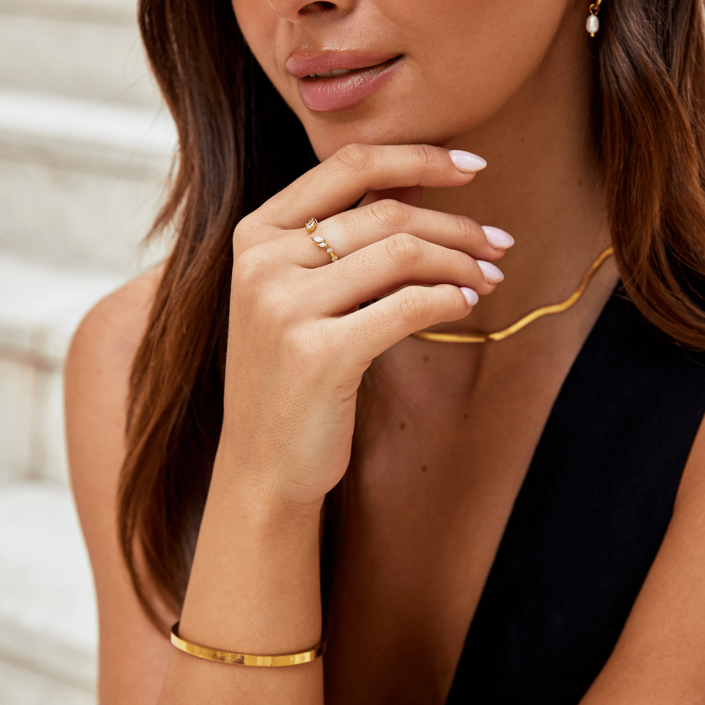 Bague Lily Vigne Dorée Cristaux