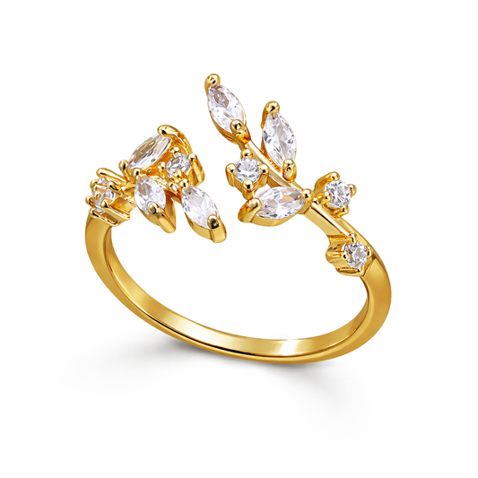 Bague Lily Vigne Dorée Cristaux