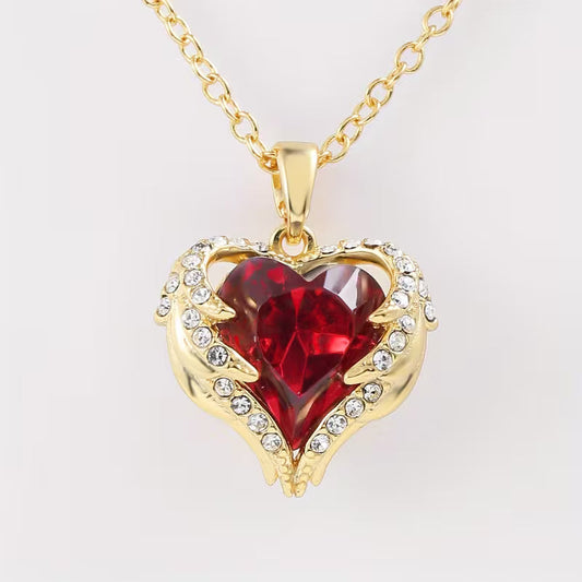 Collier Cœur Rubis Étreinte Angélique