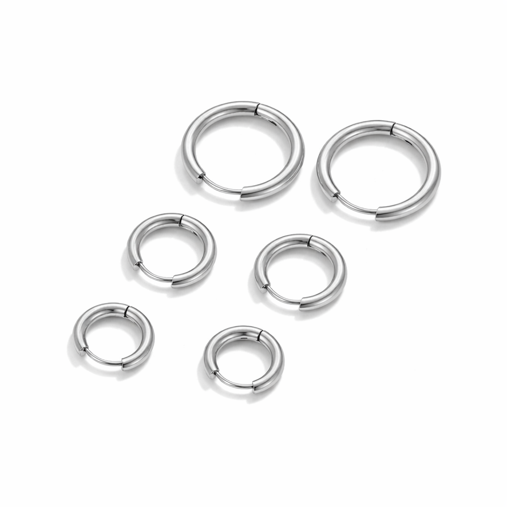 Ensemble de mini créoles trio argentées