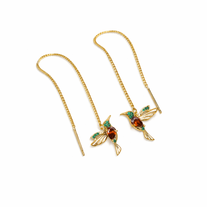Boucles d’oreilles pompon colibri en cristal