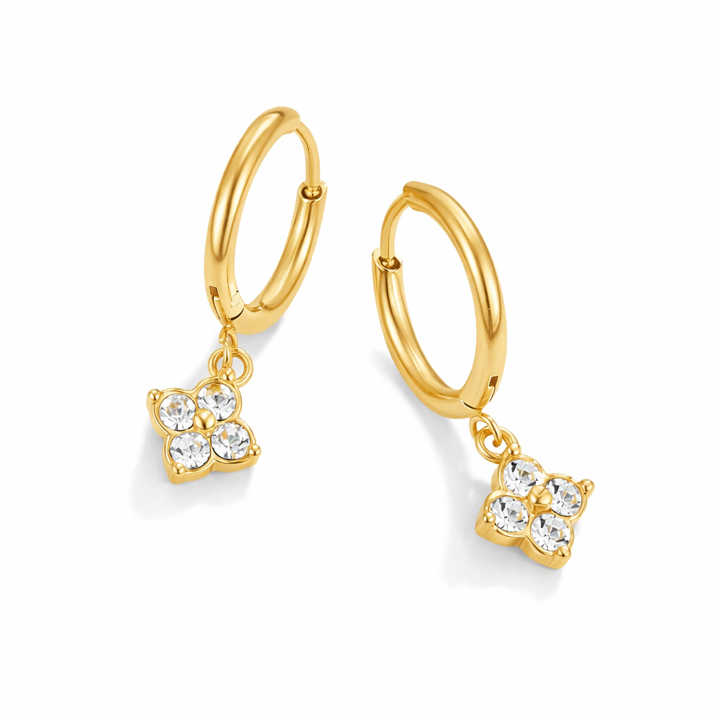 Boucles trèfle cristal