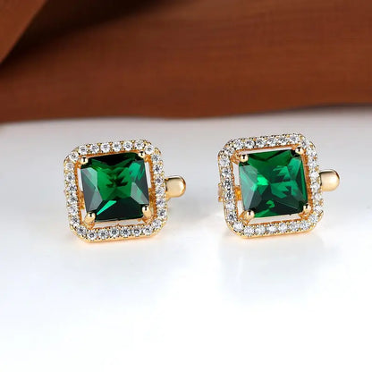 Boucles d’oreilles en or avec émeraude et zircon