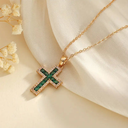Pendentif Croix Émeraude Alena