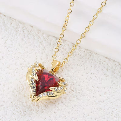 Collier Cœur Rubis Étreinte Angélique