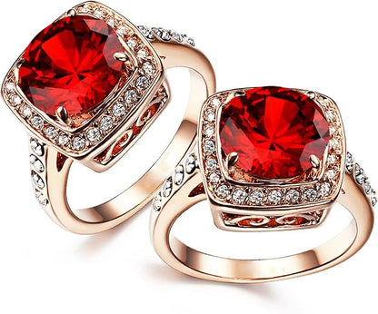 Bague Statement Halo Rubis