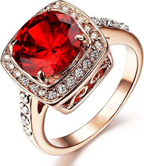 Bague Statement Halo Rubis