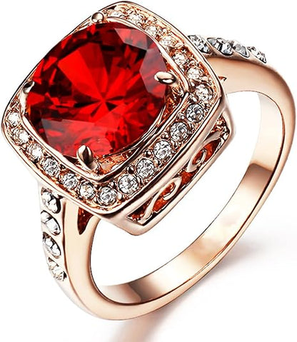 Bague Statement Halo Rubis