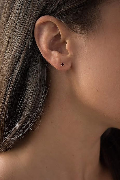 Boucles Puces Rubis Rondes