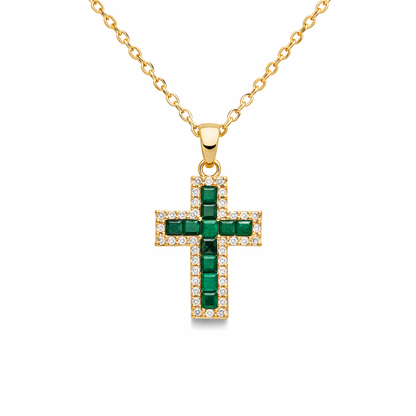 Pendentif Croix Émeraude Alena