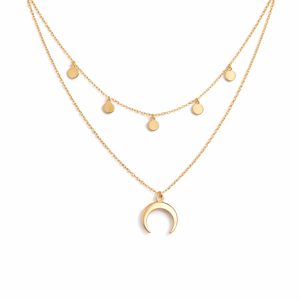 Luna | Collier Doré Élégant avec Motif de Lune Délicat