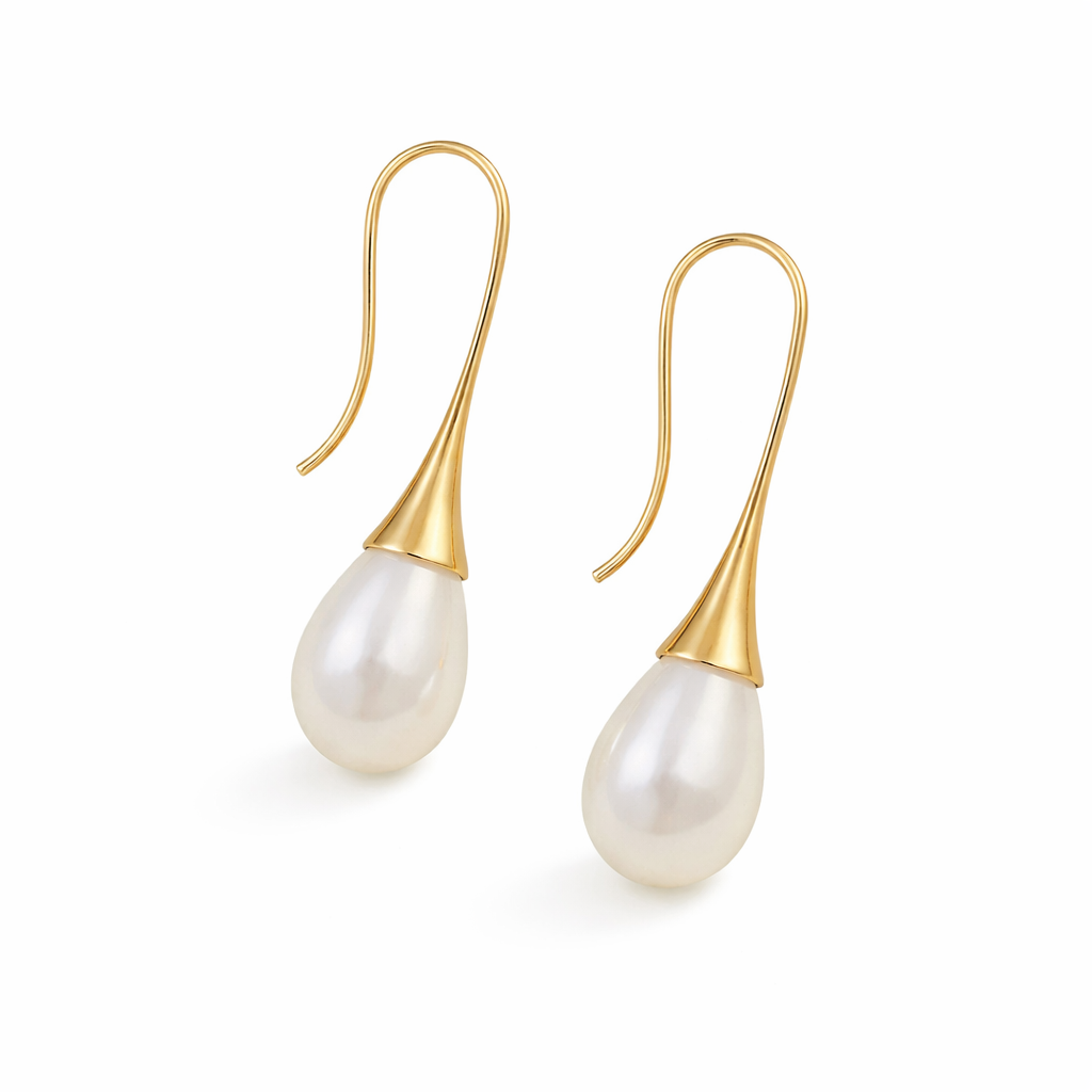 Boucles d'Oreilles en Goutte avec Perles