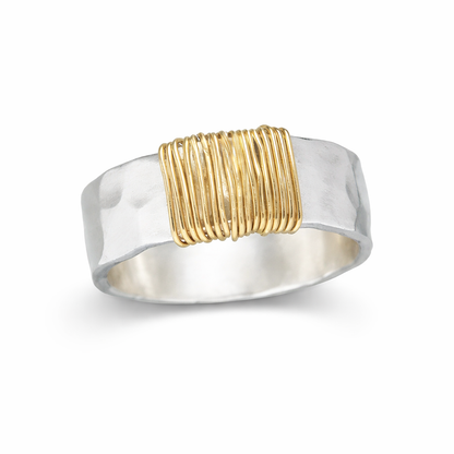 Bague en Or Vintage avec Fils d'Argent