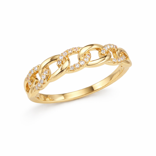Bague Élégante avec Chaîne Dorée