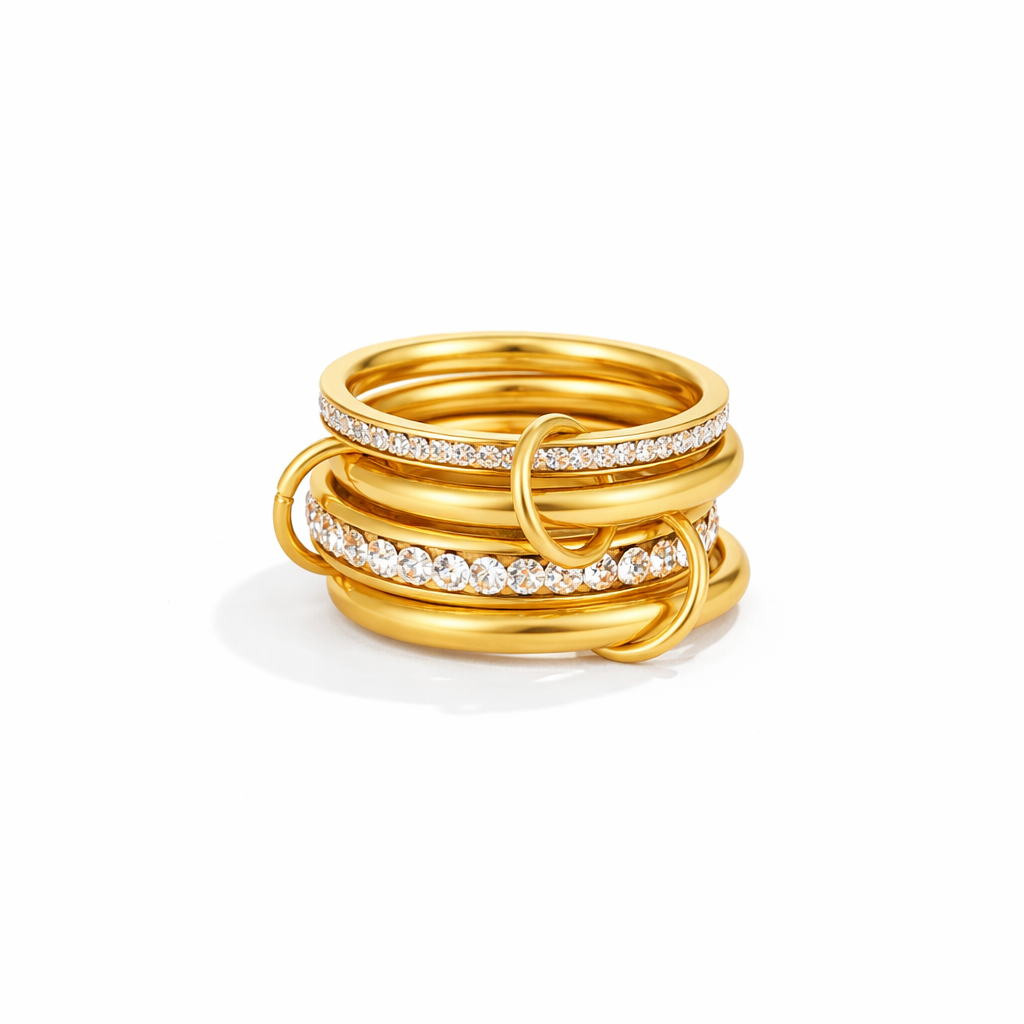 Bague Maillons Dorés Cristaux