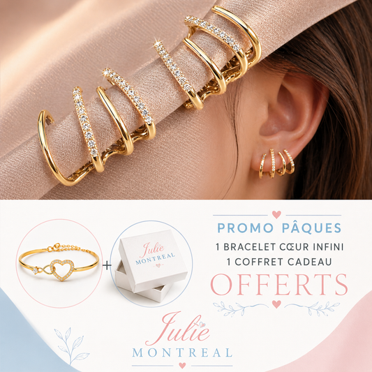 Boucles d’oreilles griffe plaquées or avec zircons