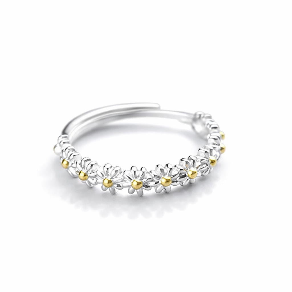 Bague Ajustable en Argent avec Marguerite