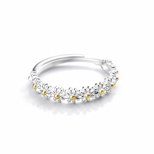 Bague Ajustable en Argent avec Marguerite