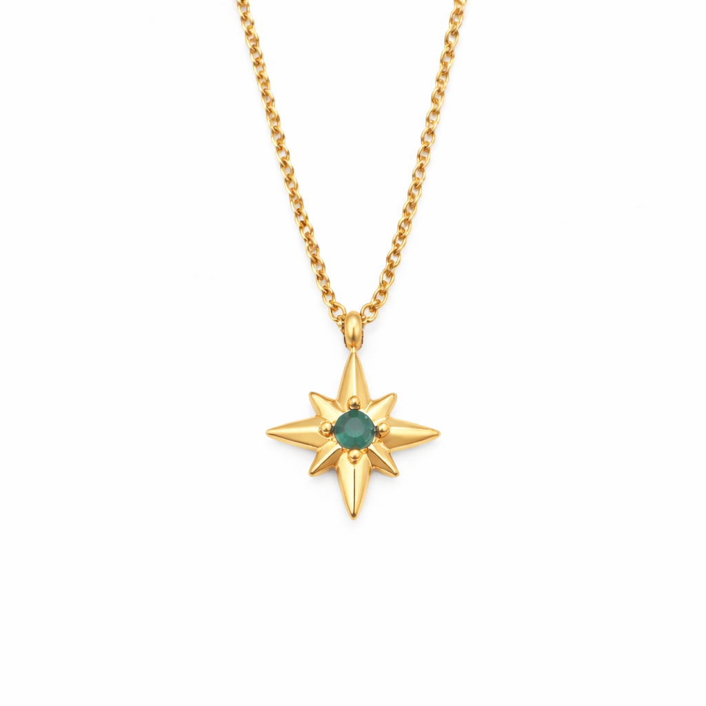 Collier Étoile Guide en Cristal Émeraude