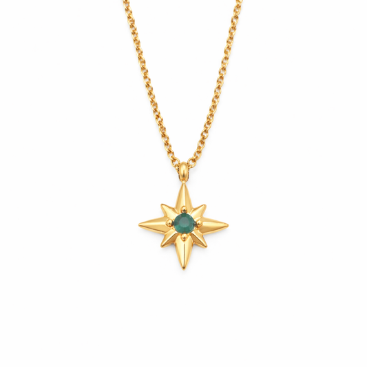 Collier Étoile Guide en Cristal Émeraude