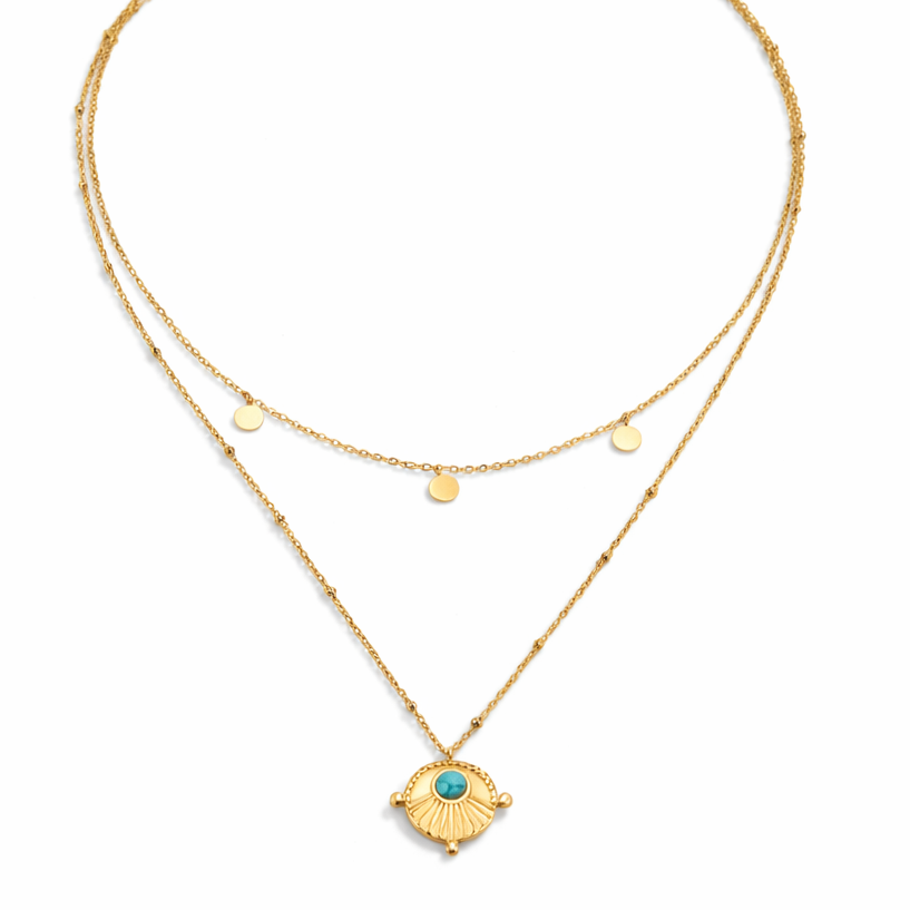 Collier Turquoise Superposé