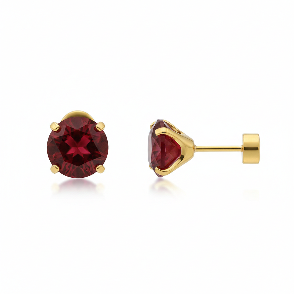 Boucles Puces Rubis Rondes