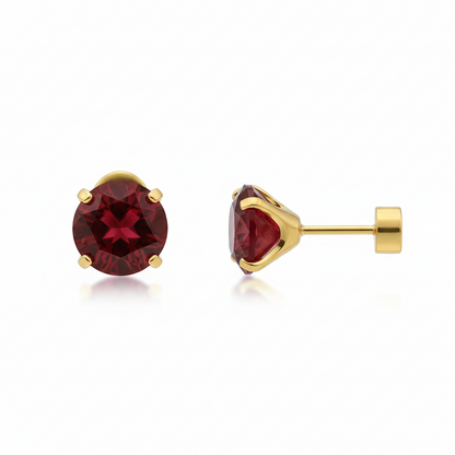 Boucles Puces Rubis Rondes