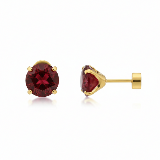 Boucles Puces Rubis Rondes