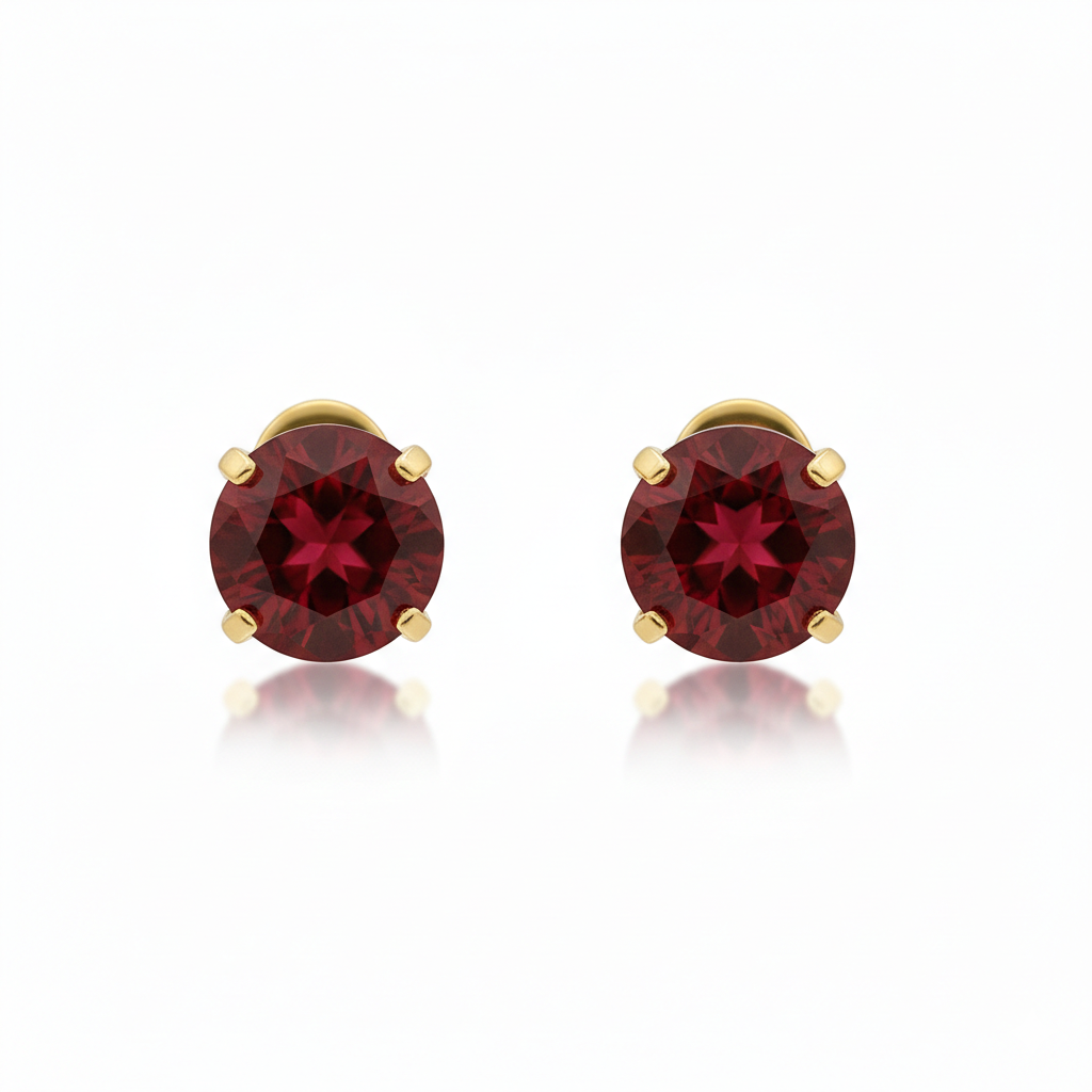 Boucles Puces Rubis Rondes