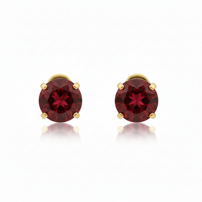 Boucles Puces Rubis Rondes