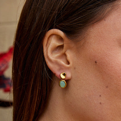 Boucles d’oreilles aigue-marine dorées