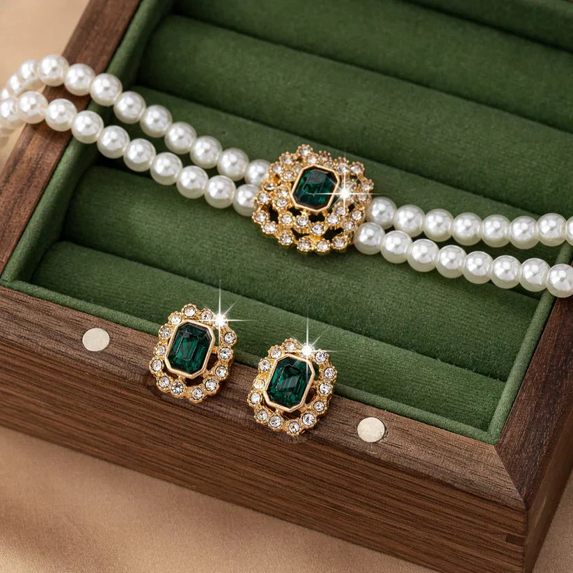 Collier Perles & Émeraude Elvira