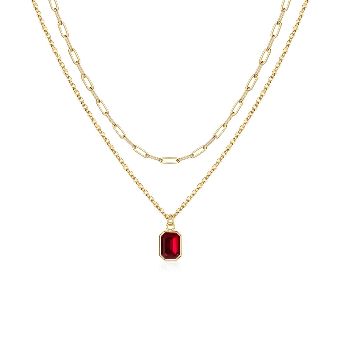 Collier Rubis Multirangs Maillons