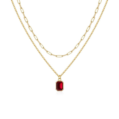 Collier Rubis Multirangs Maillons