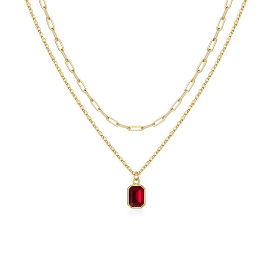 Collier Rubis Multirangs Maillons