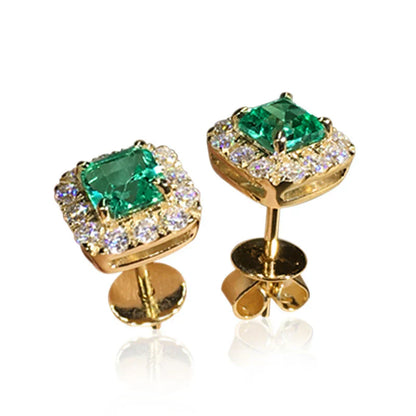 Boucles d’oreilles en émeraude avec finitions en or