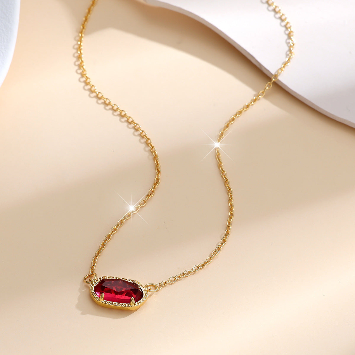 Collier Rubis Ovale Classique