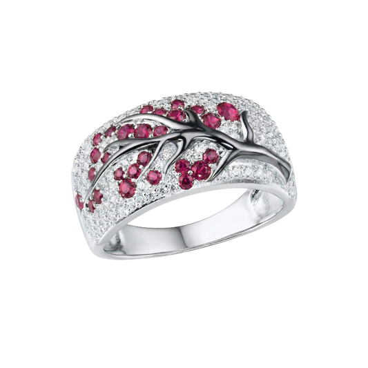 Bague Fleur Rubis Arbre