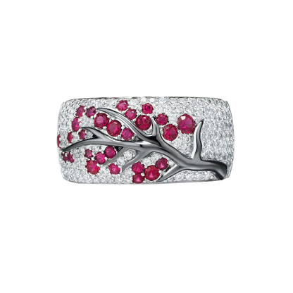 Bague Fleur Rubis Arbre