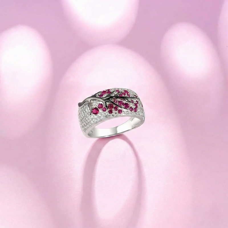 Bague Fleur Rubis Arbre