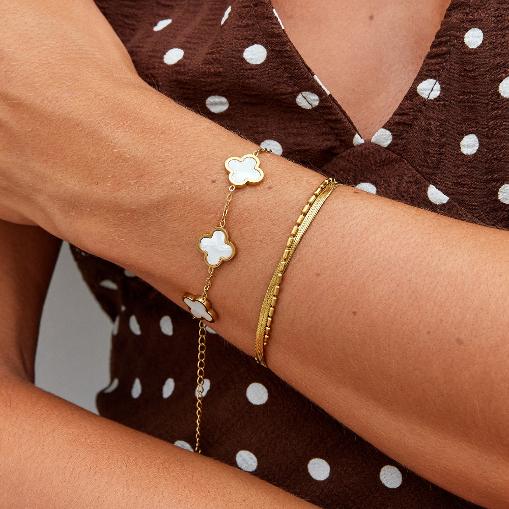 Bracelet Blanc Trèfle