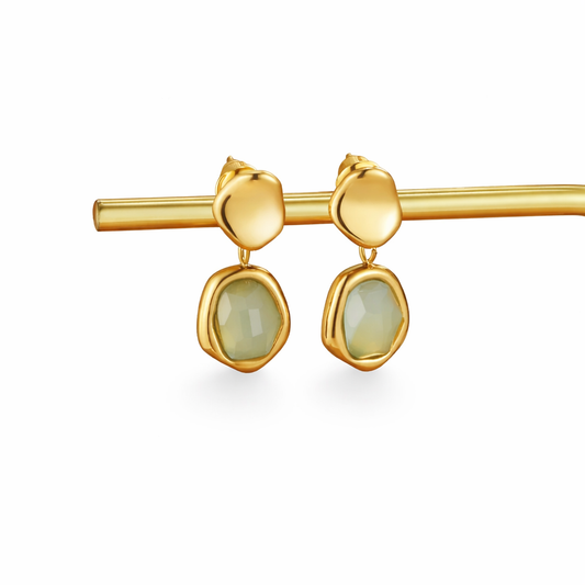 Boucles d’oreilles aigue-marine dorées