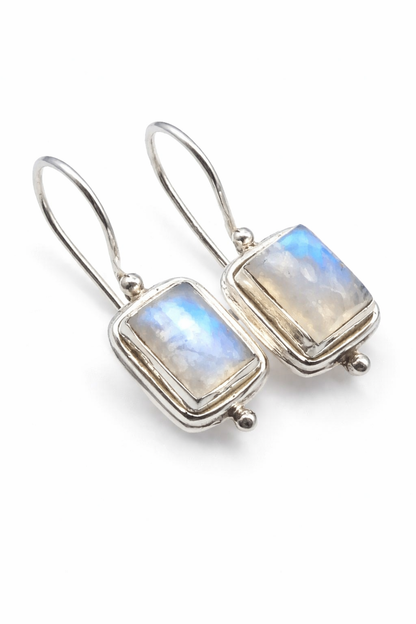 Boucles d'oreilles Vintage avec Pierre Carrée de Lune