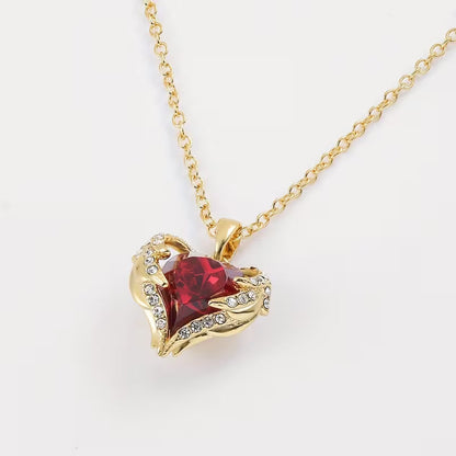 Collier Cœur Rubis Étreinte Angélique