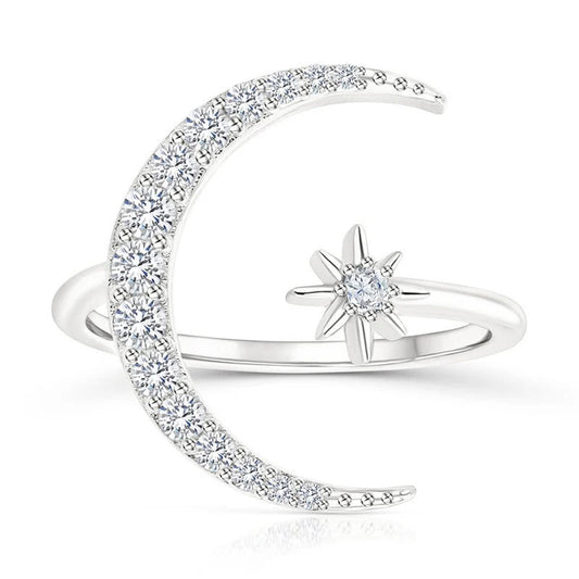 Bague Lune et Étoile en Argent