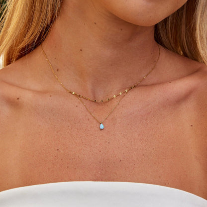Collier Superposé Goutte Opale Bleue