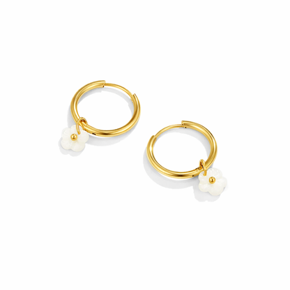 Créoles coquillage pétale blanc