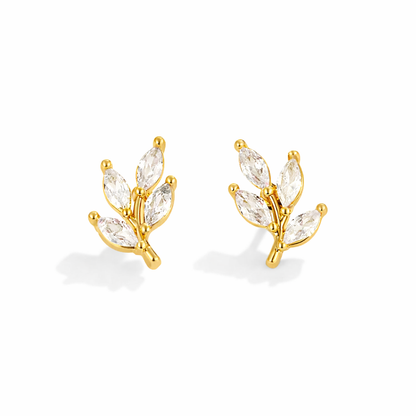 Clous d’oreilles feuille en cristal