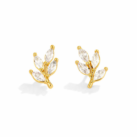 Clous d’oreilles feuille en cristal